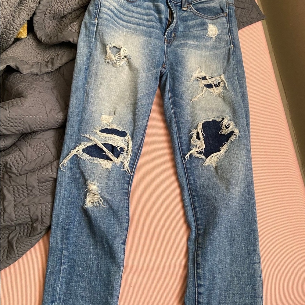 American Eagle Outfitters Ripped Blue Boyfriend Jeans